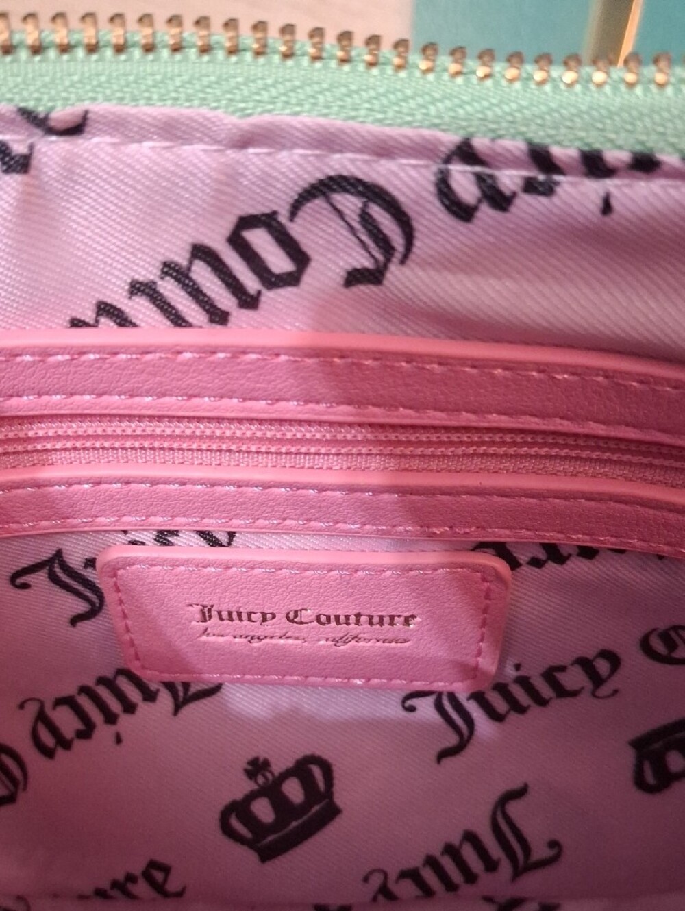 Juicy Couture TALE Retro Green Quilted Shoulder Bag with Pink Trim Y2K Nwt - Picture 8 of 10